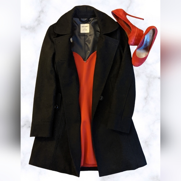 Old Navy Jackets & Blazers - Old Navy Double Breasted Wool Black Peacoat